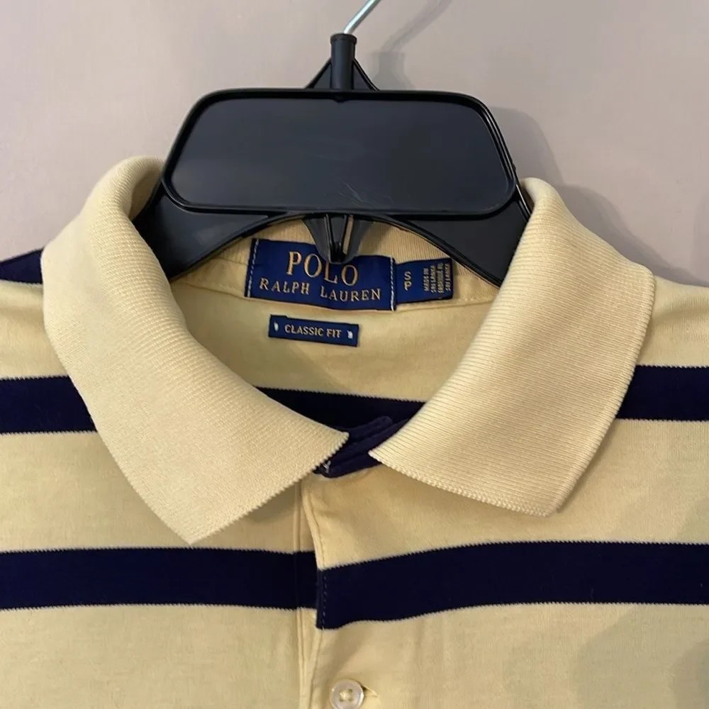 Polo Ralph Lauren Classic Fit Men’s SP - Small Petite Yellow with Navy Stripe